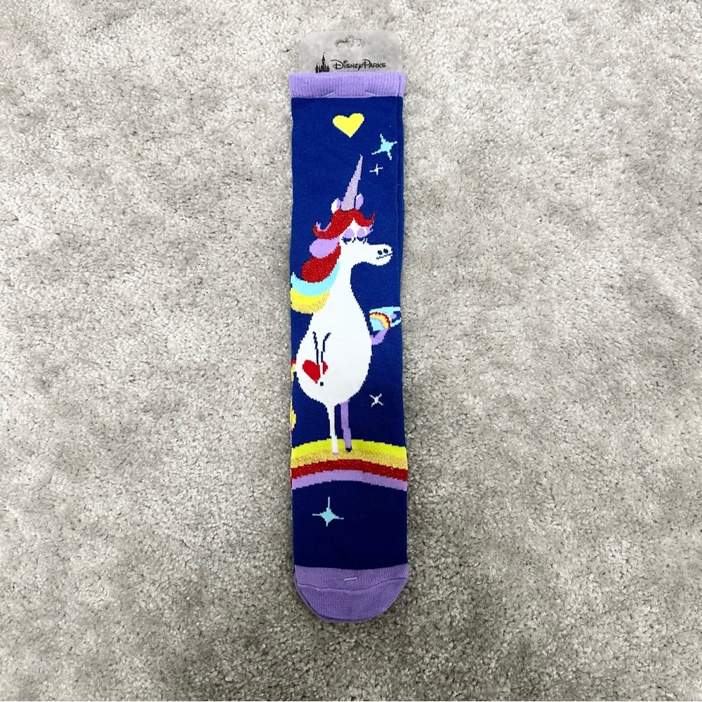NWT Disney Parks Colorful Rainbow Inside Out Movie Unicorn Casual Crew Socks NEW